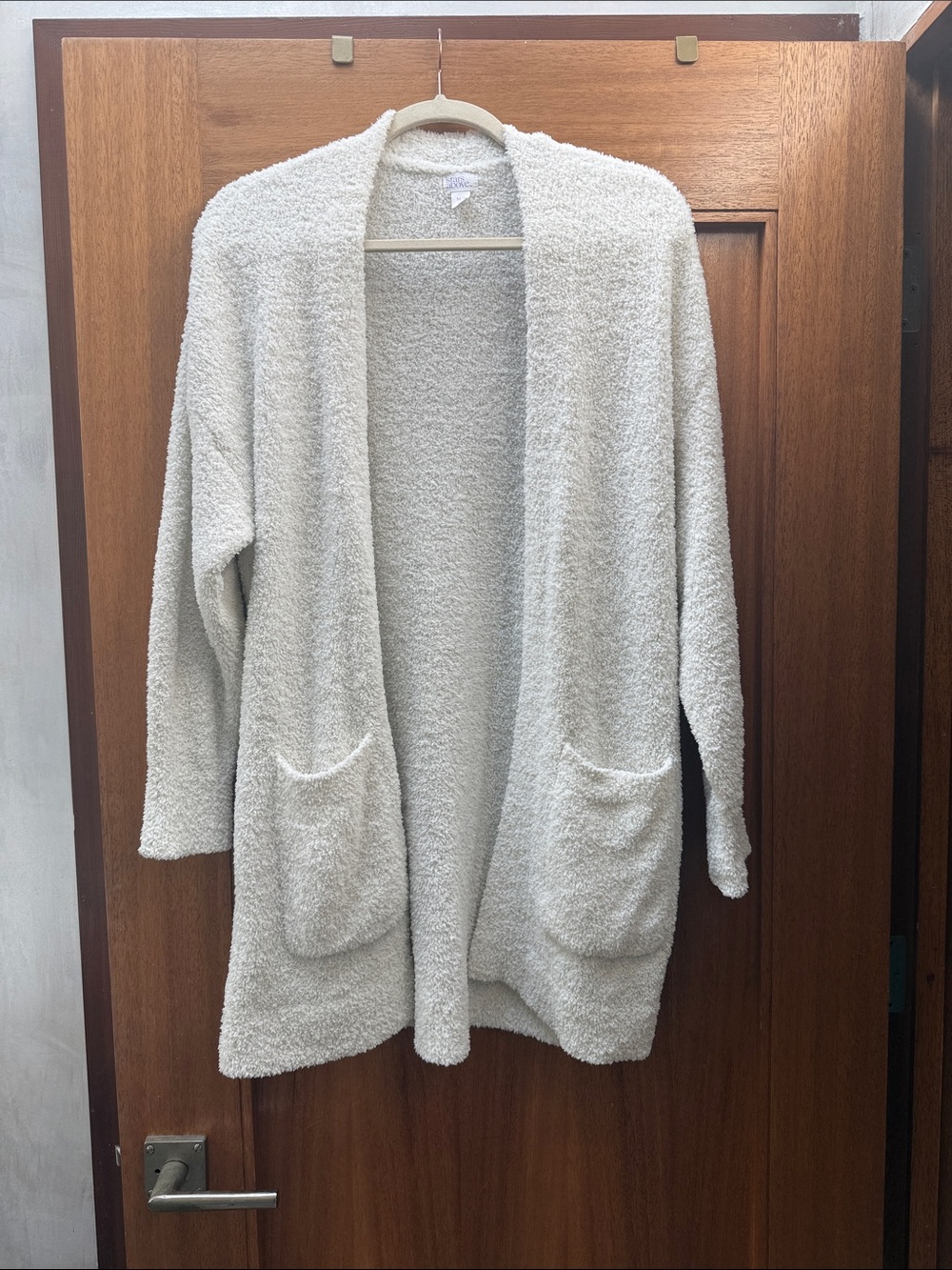 stars above Cream Bouclé Open-Front Cardigan with Pockets